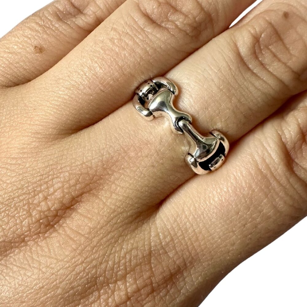 Silver Snaffle Bit Equestrian Elegant Silver Ring Unisex! - Picture 2 of 3